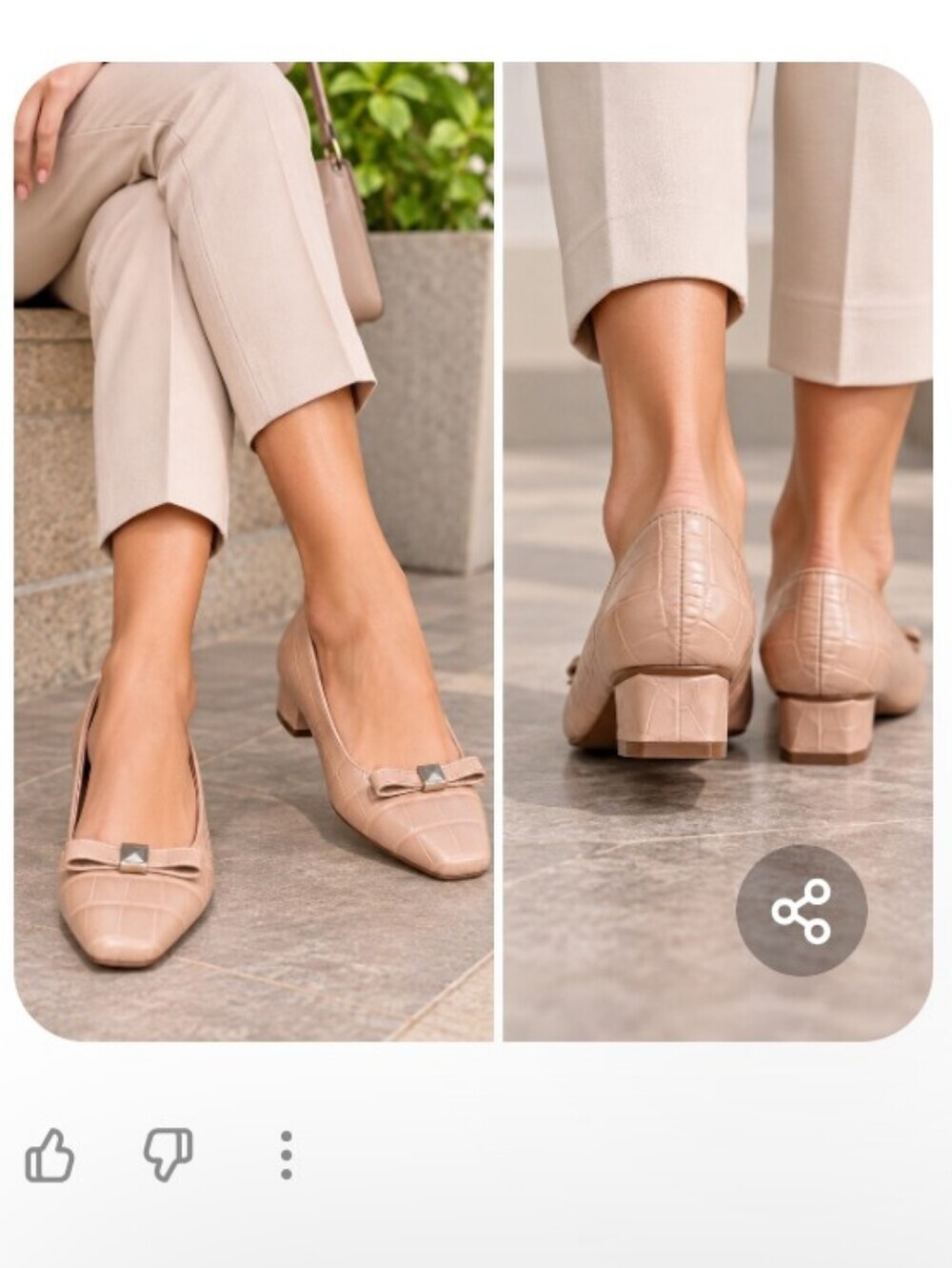 Naturalized Croc-Embossed Bow Block Heel Flats Size 8
